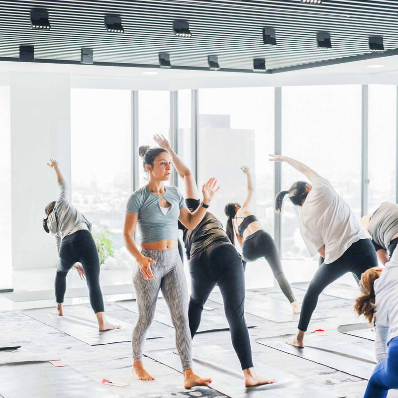 Corporate yoga class